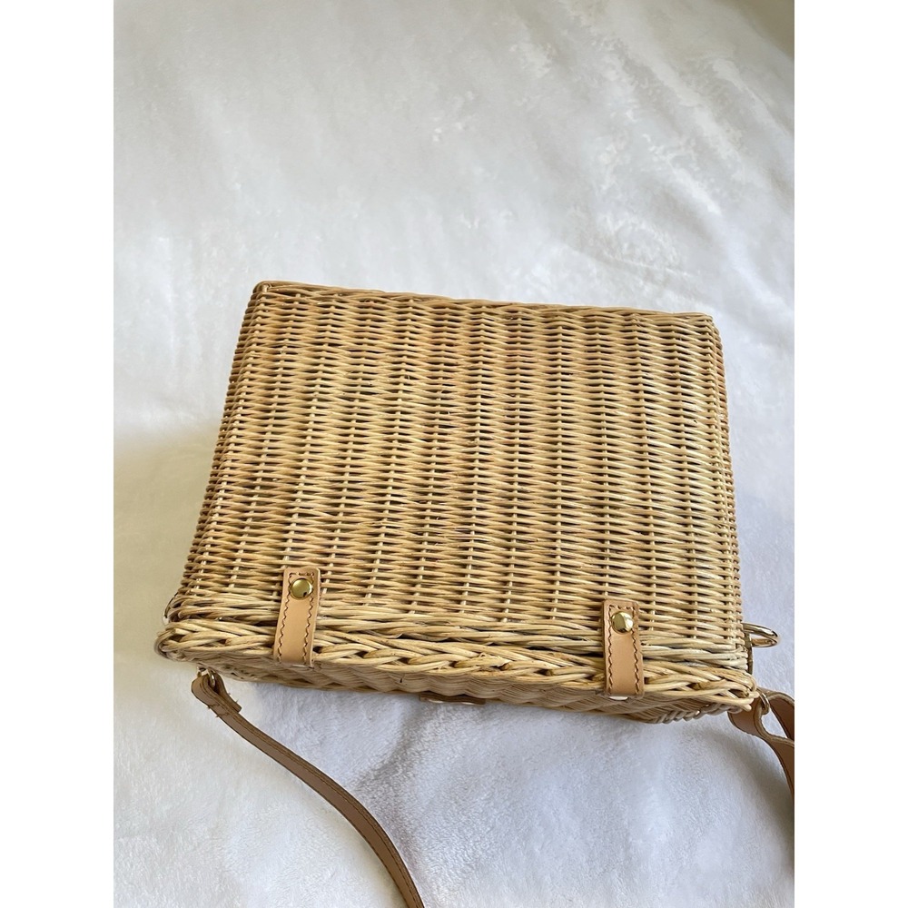 KAYU Mia leather-trimmed wicker shoulder bag Leather Straps Basket Bag Summer - Picture 5 of 12